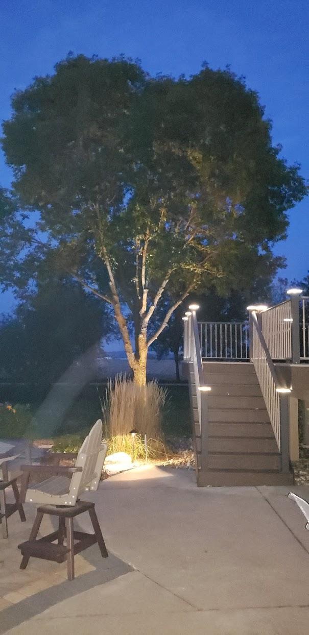 Deck end caps light up at night