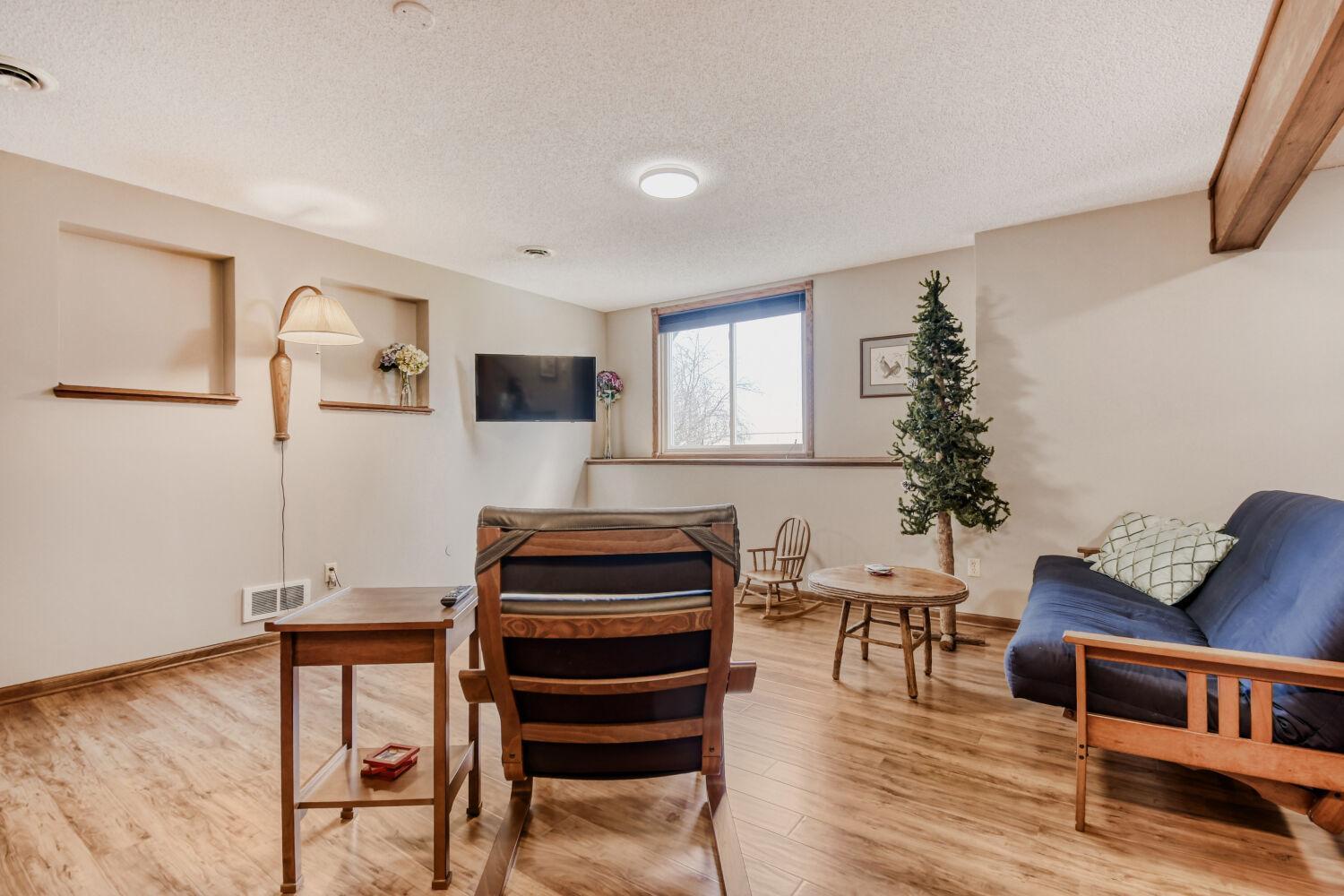 Lowest level rec room with wet bar