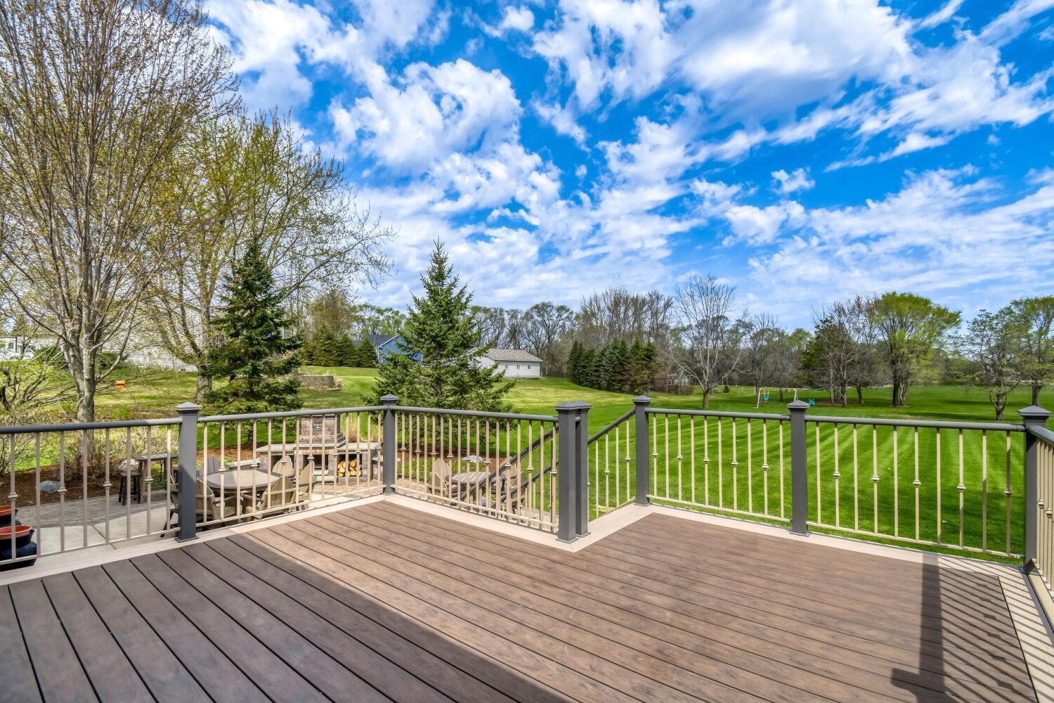 Maintenance free deck off the dining room on the main floor