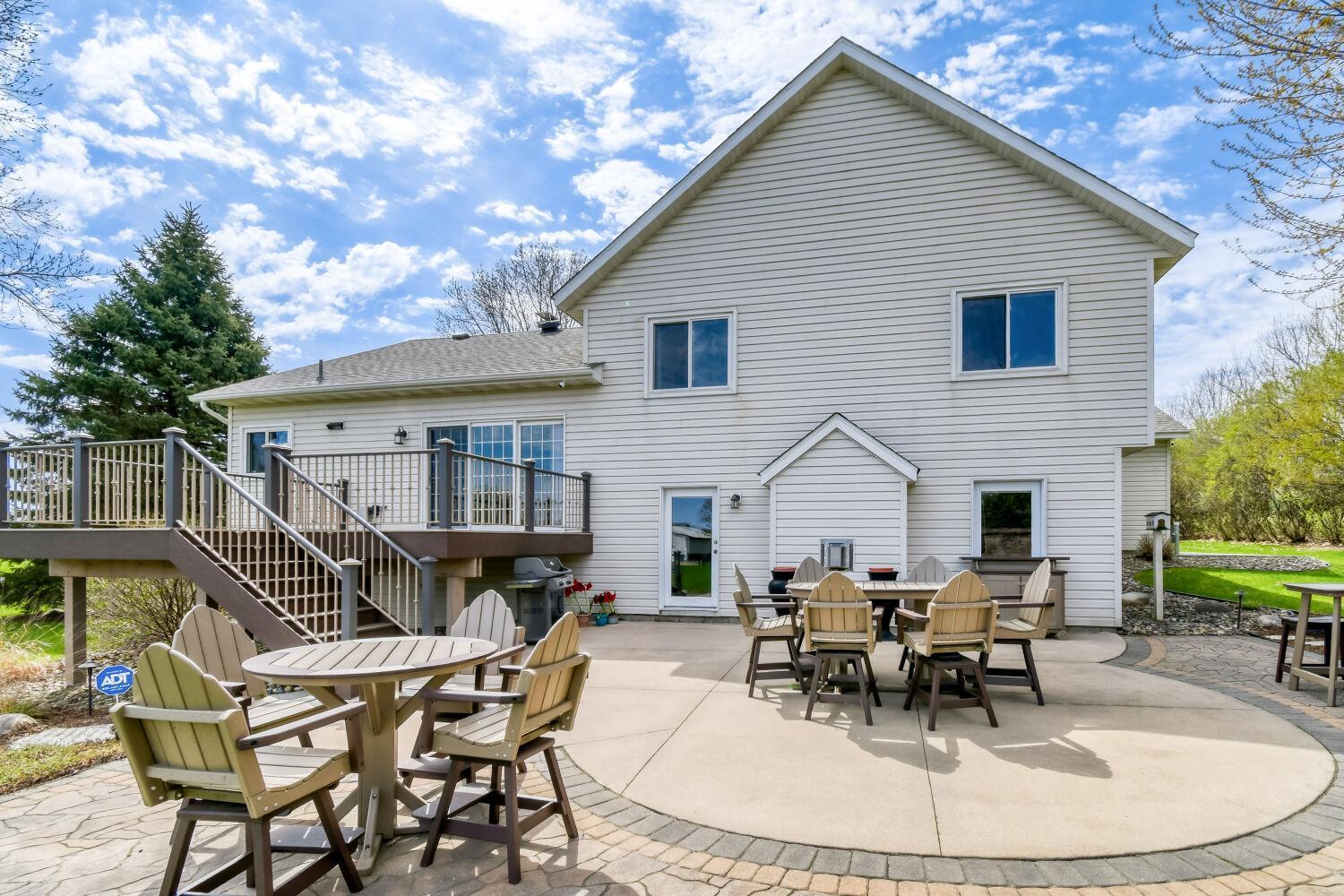 Backyard entertaining patio and maintenance free deck