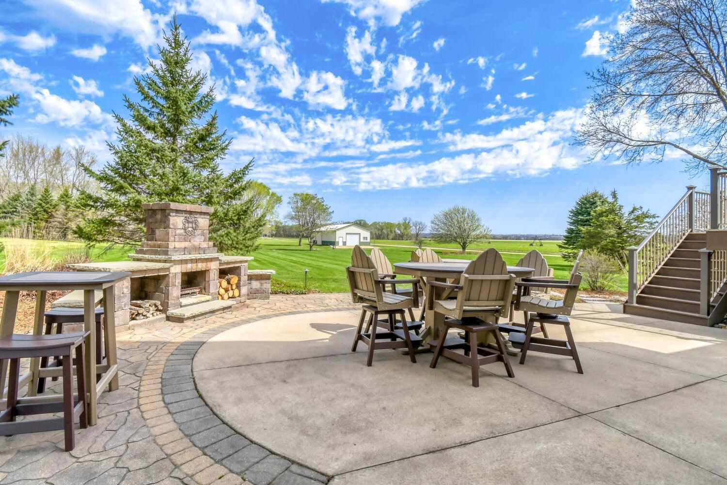 Backyard patio with wood burner