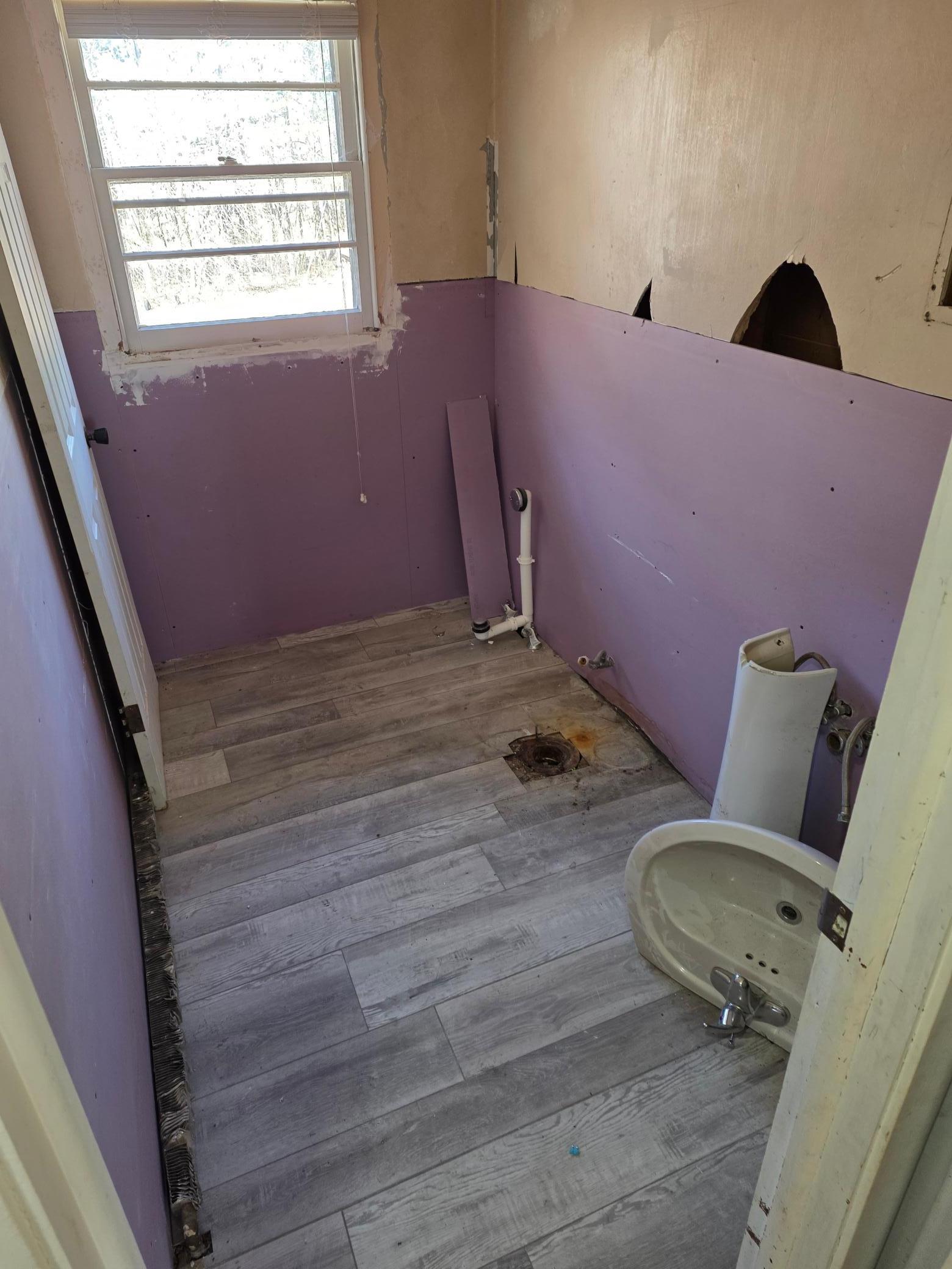 Bathroom 1 is rough in.