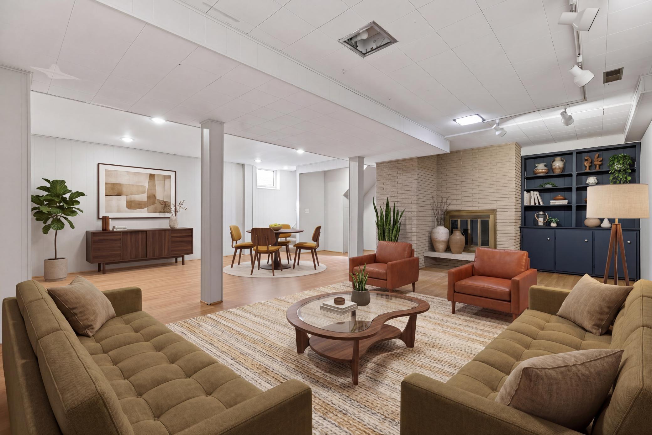 Virtually Staged (no hearth at fireplace)