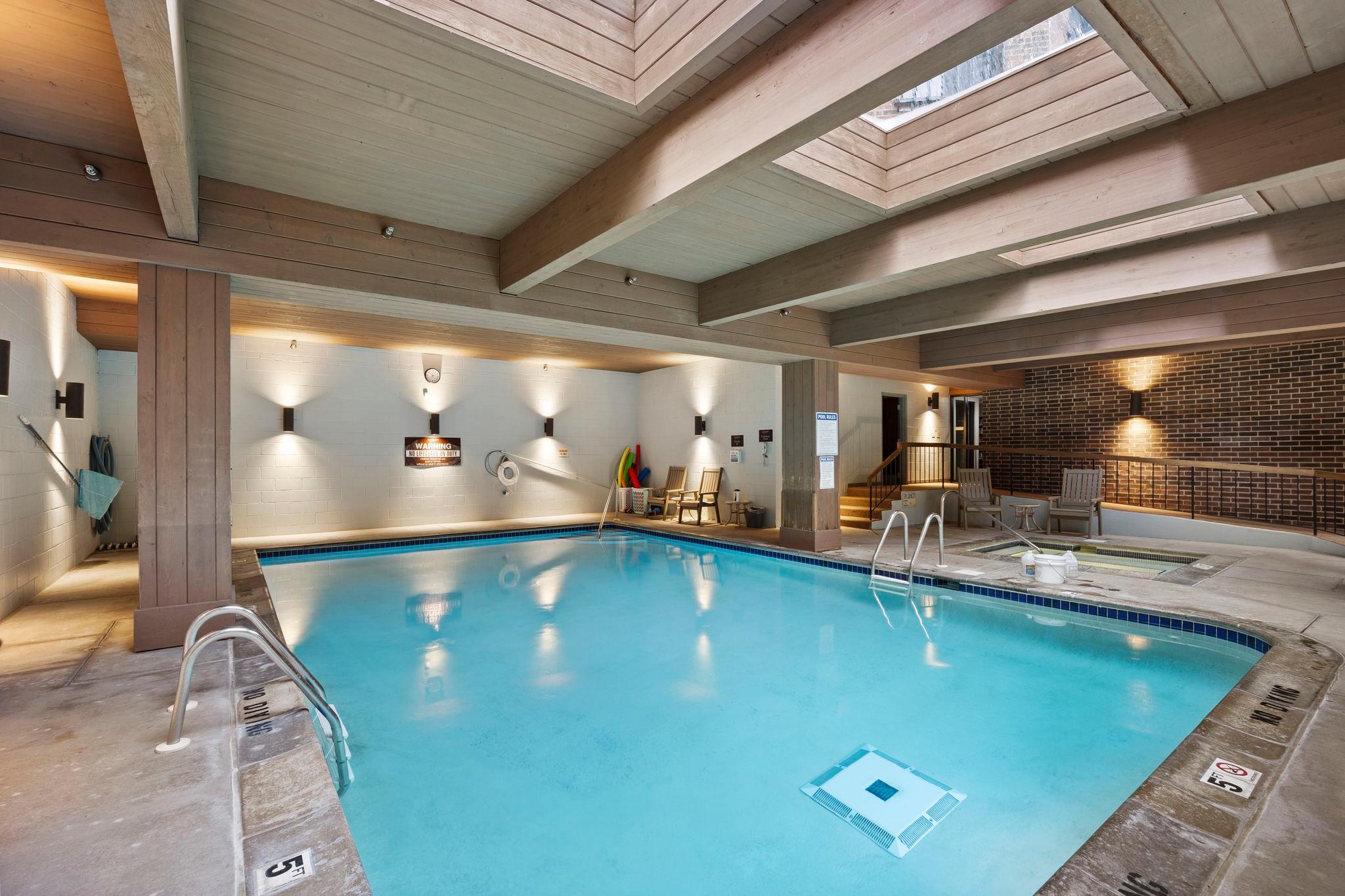 Wellness is well covered with an indoor pool and hot tub.