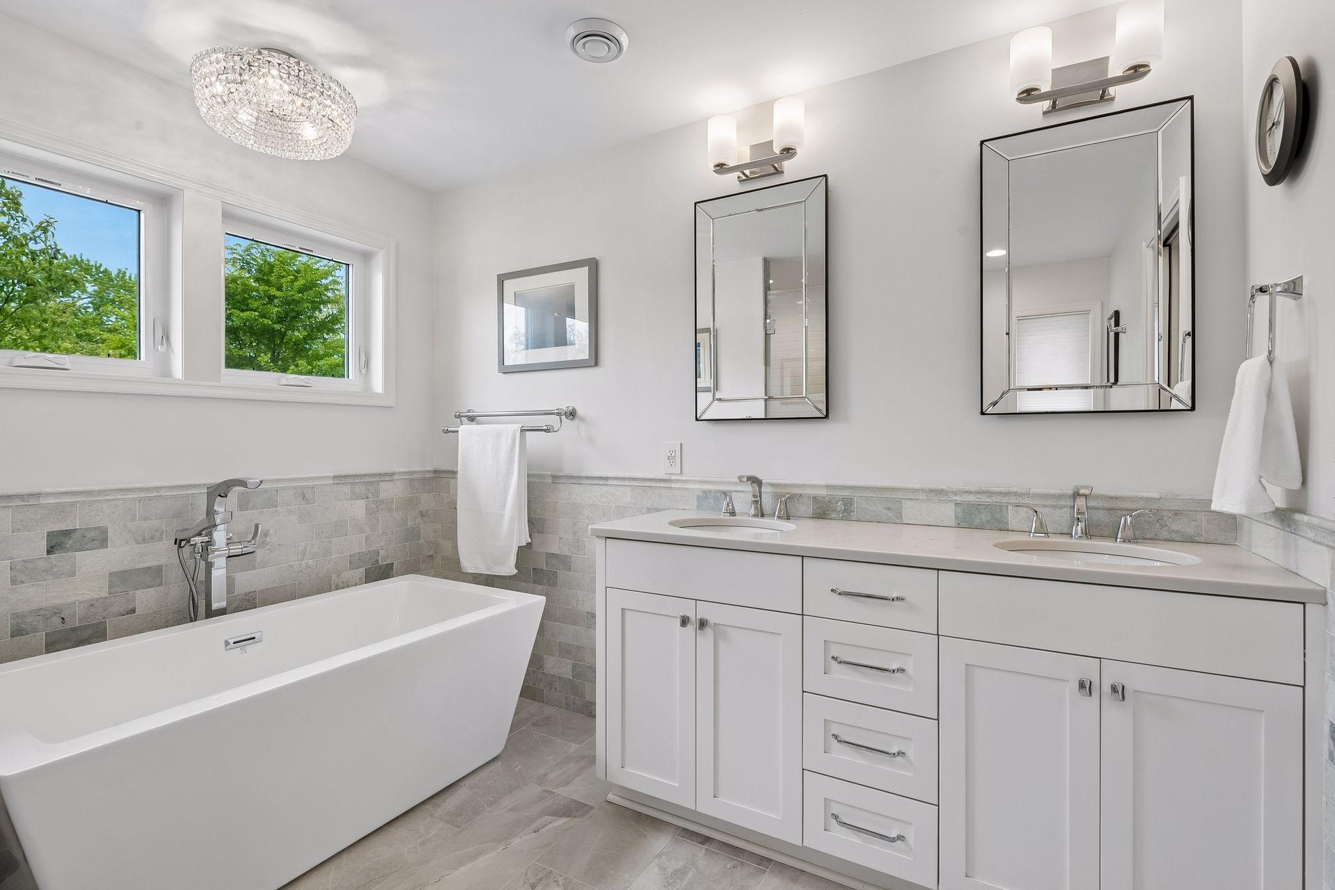Relax and unwind in this glamorous primary bath suite.