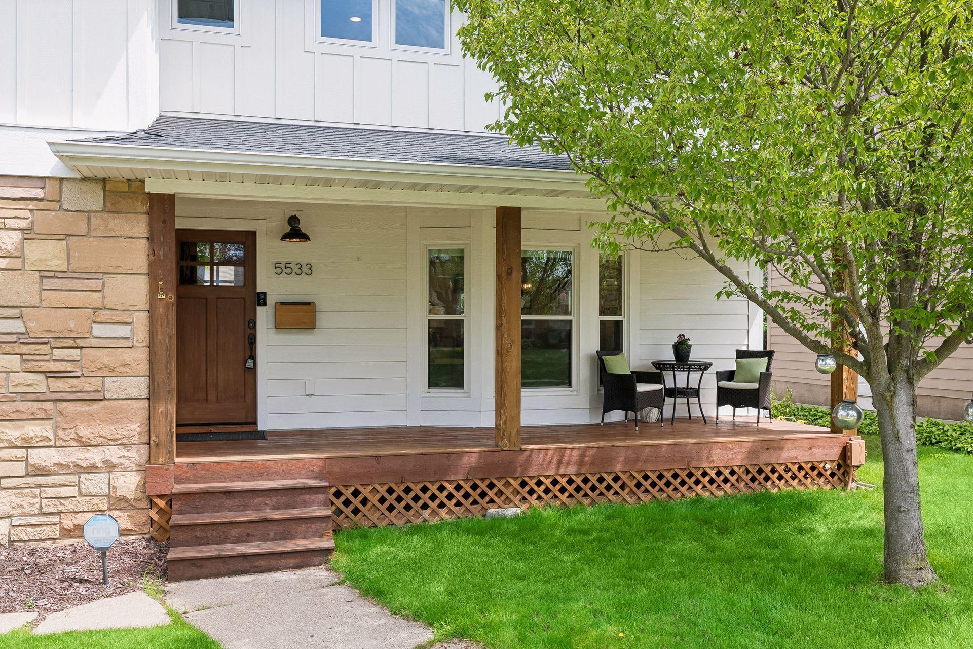 Closeup of welcoming front porch