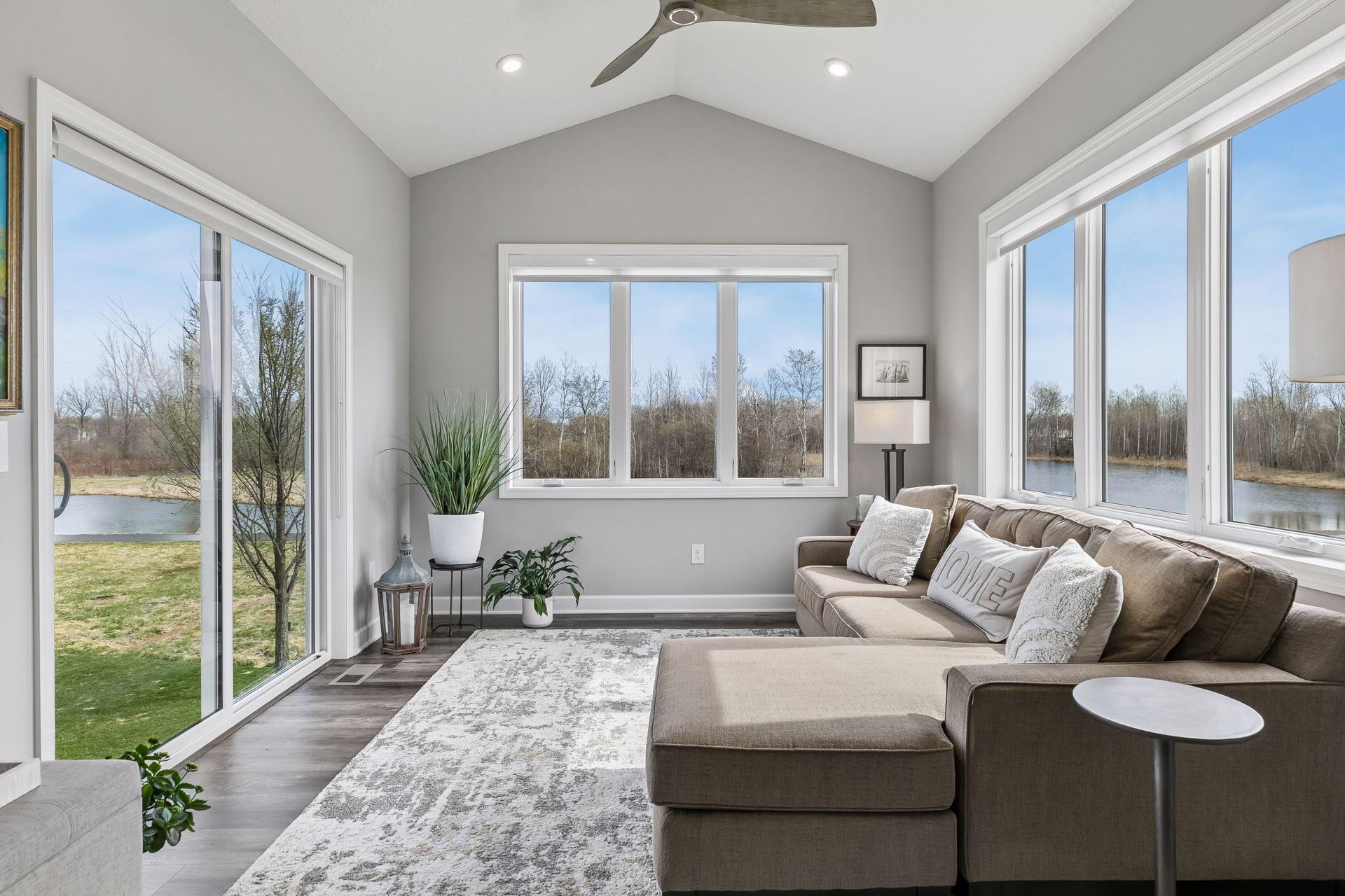 Once you come into this vaulted sun room, you might not want to leave! Look at those panoramic views!