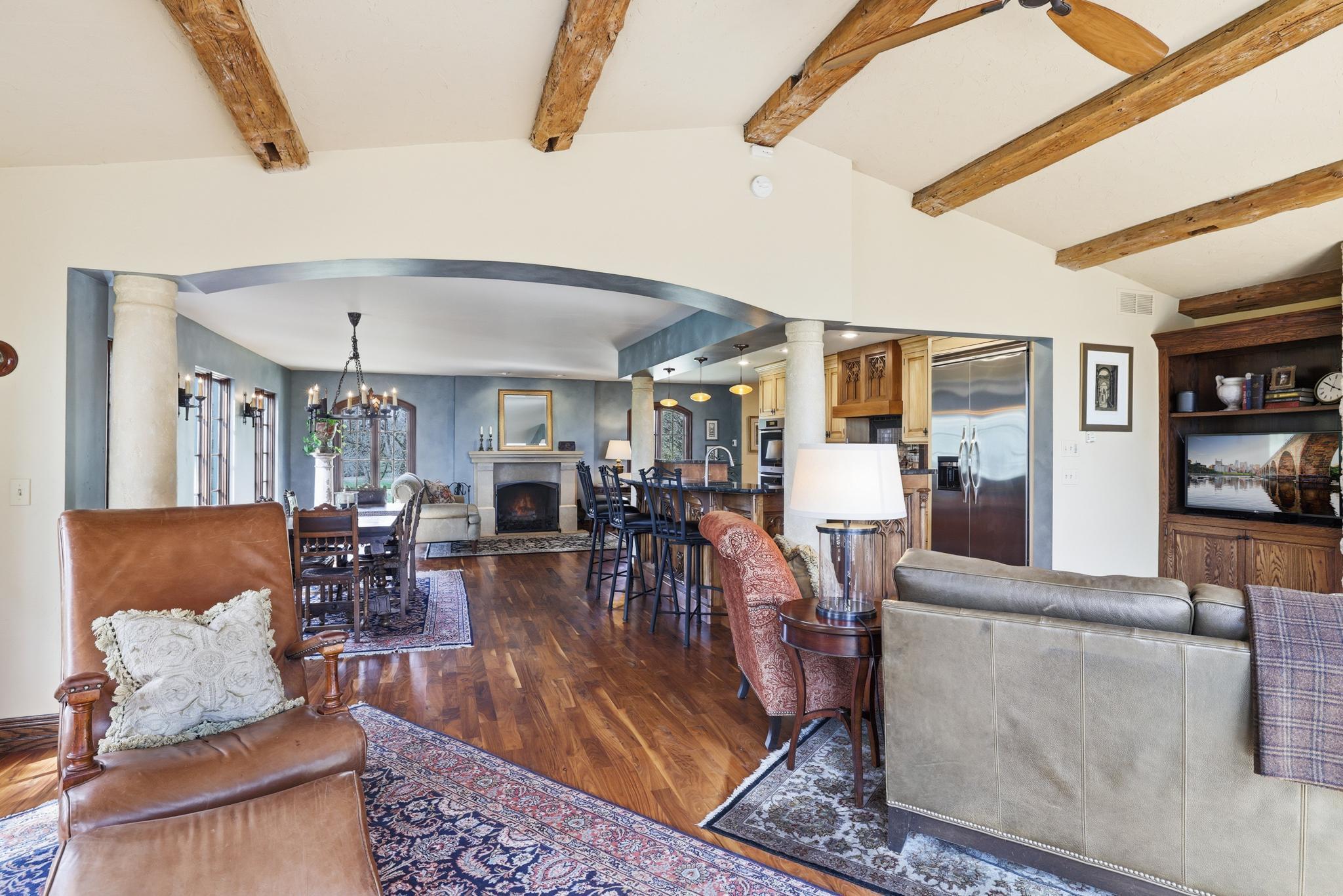 View from patio doors into home