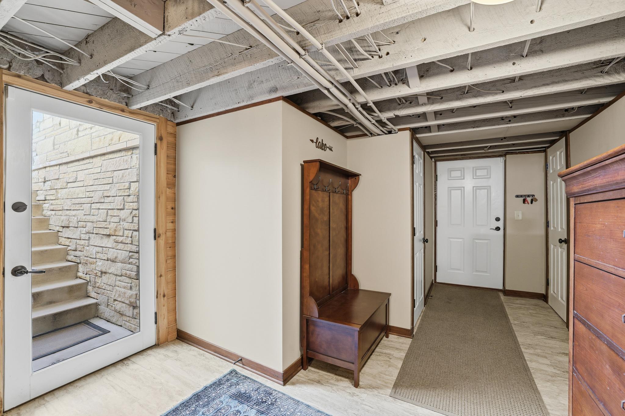 Walkout access to back patio and access to triple garage