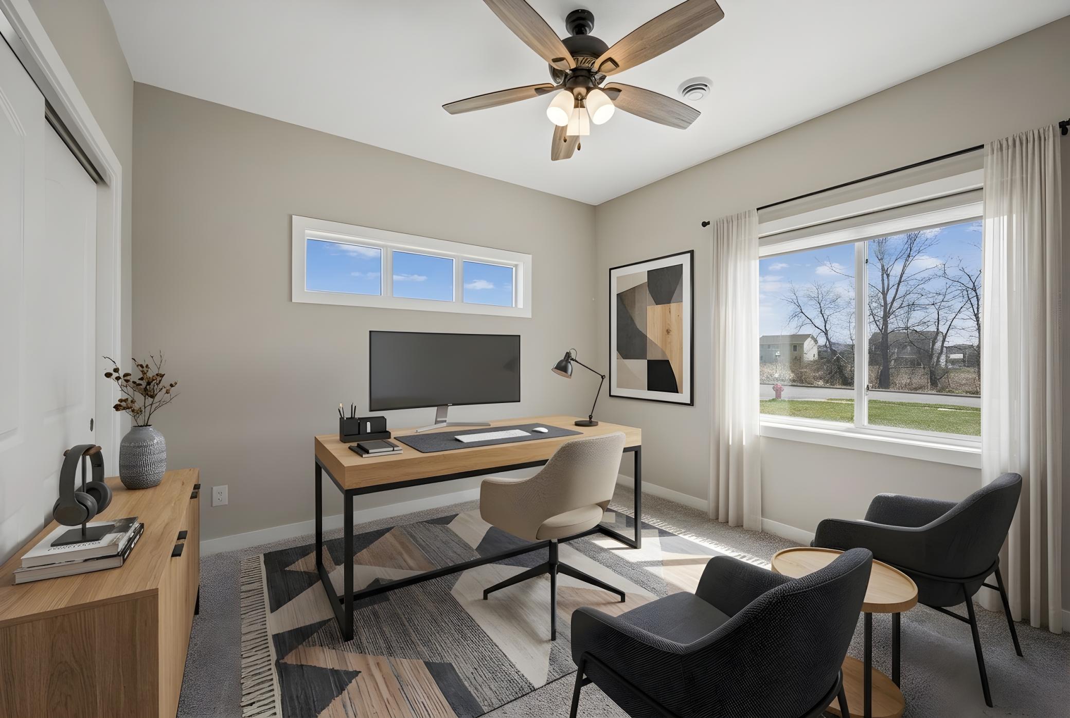 Virtually staged, office or flex room.