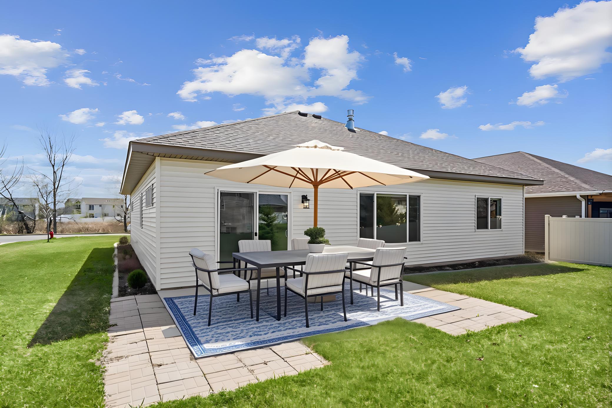 Virtually staged patio just off the kitchen/dining area.