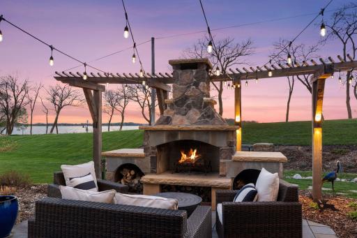 A new wood-burning outdoor fireplace was recently added.