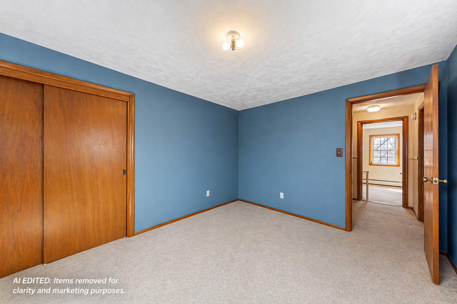 Bedroom 2 - This photo has been AI edited to remove personal property and clutter for marketing purposes. Actual property condition may vary.