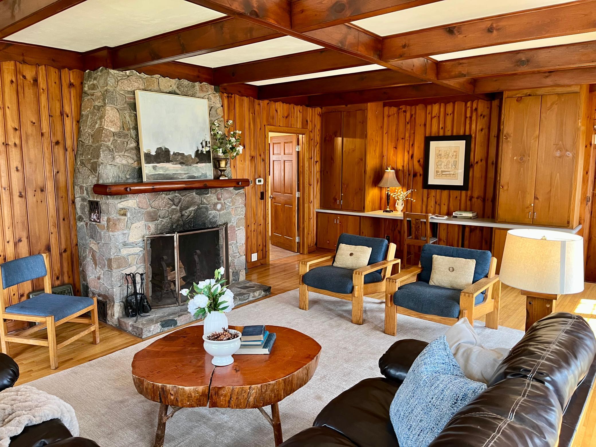 Cozy up next to the fireplace