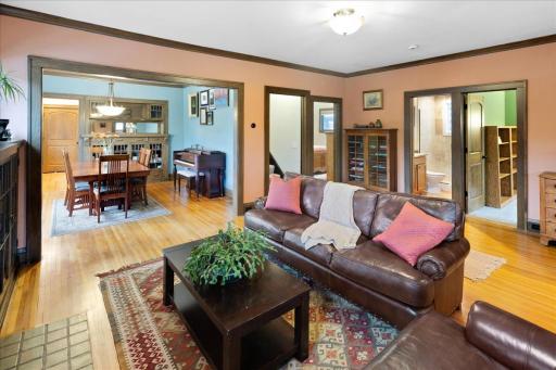 Open sightlines from the living room to the dining area create an ideal layout for everyday living and entertaining.