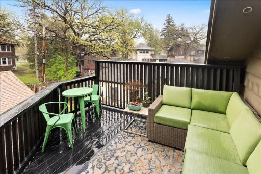 Private upper-level balcony, perfect for morning coffee or relaxing outdoors.