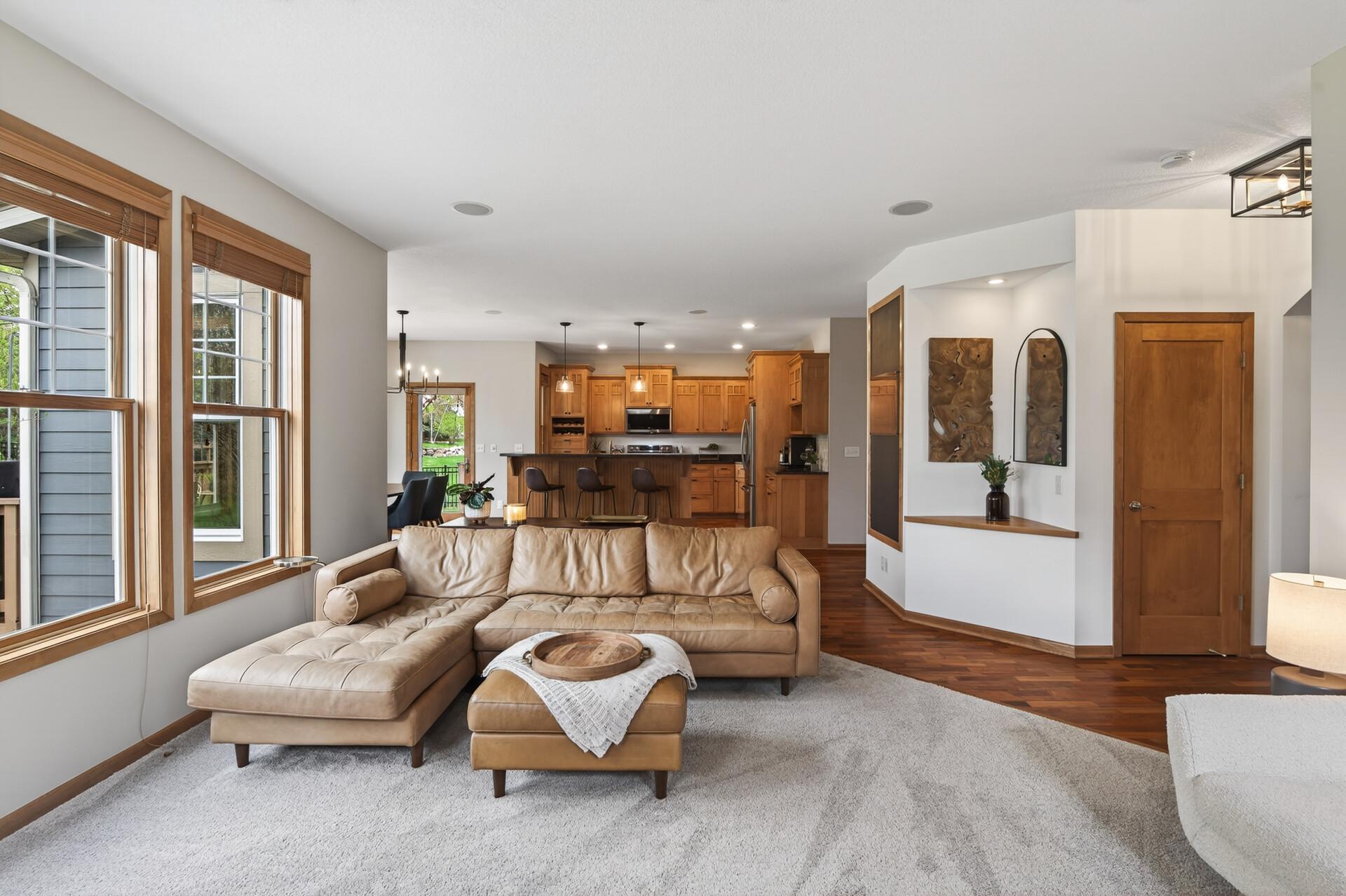 Large windows bringing in natural light.