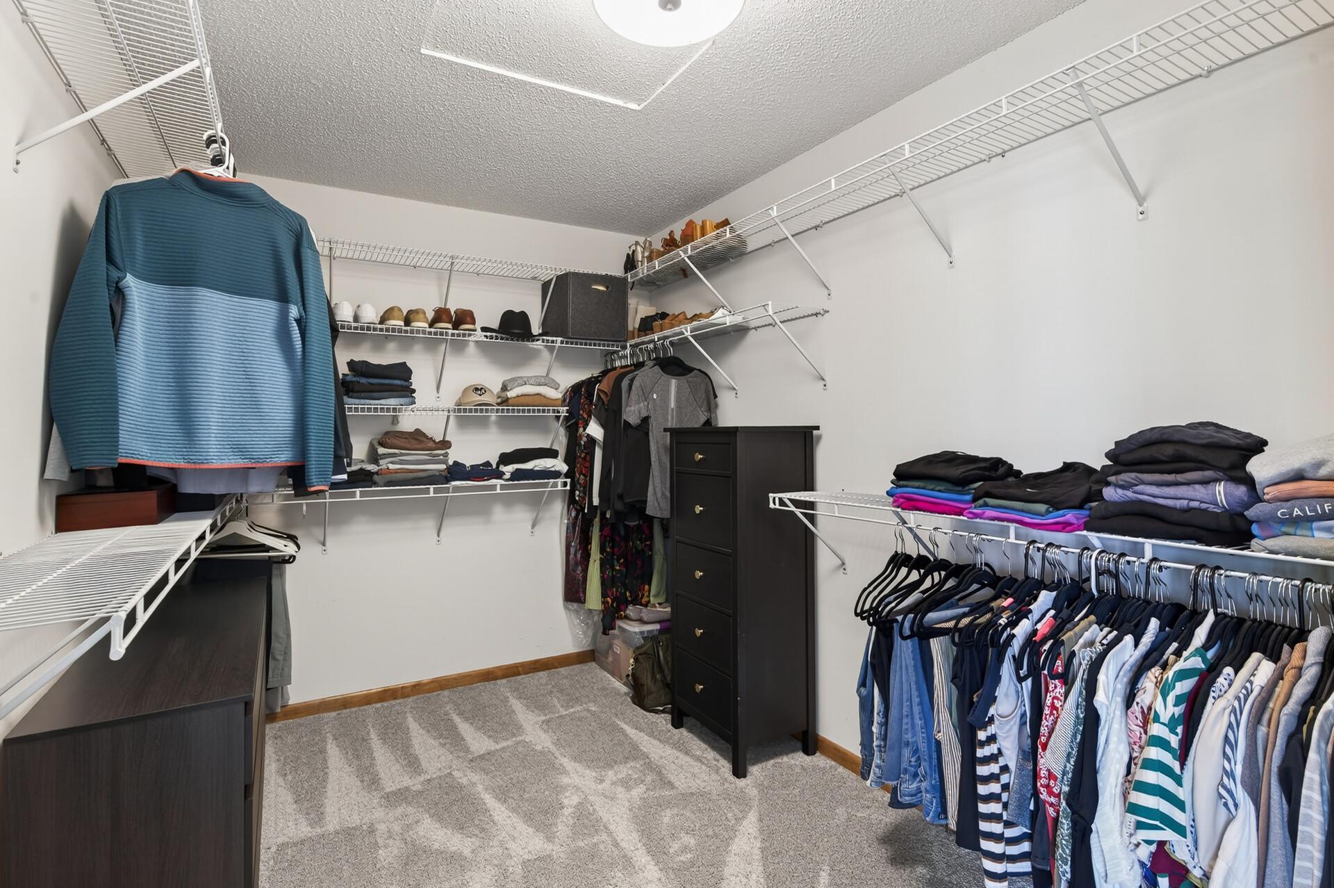Oversized primary suite walk in closet