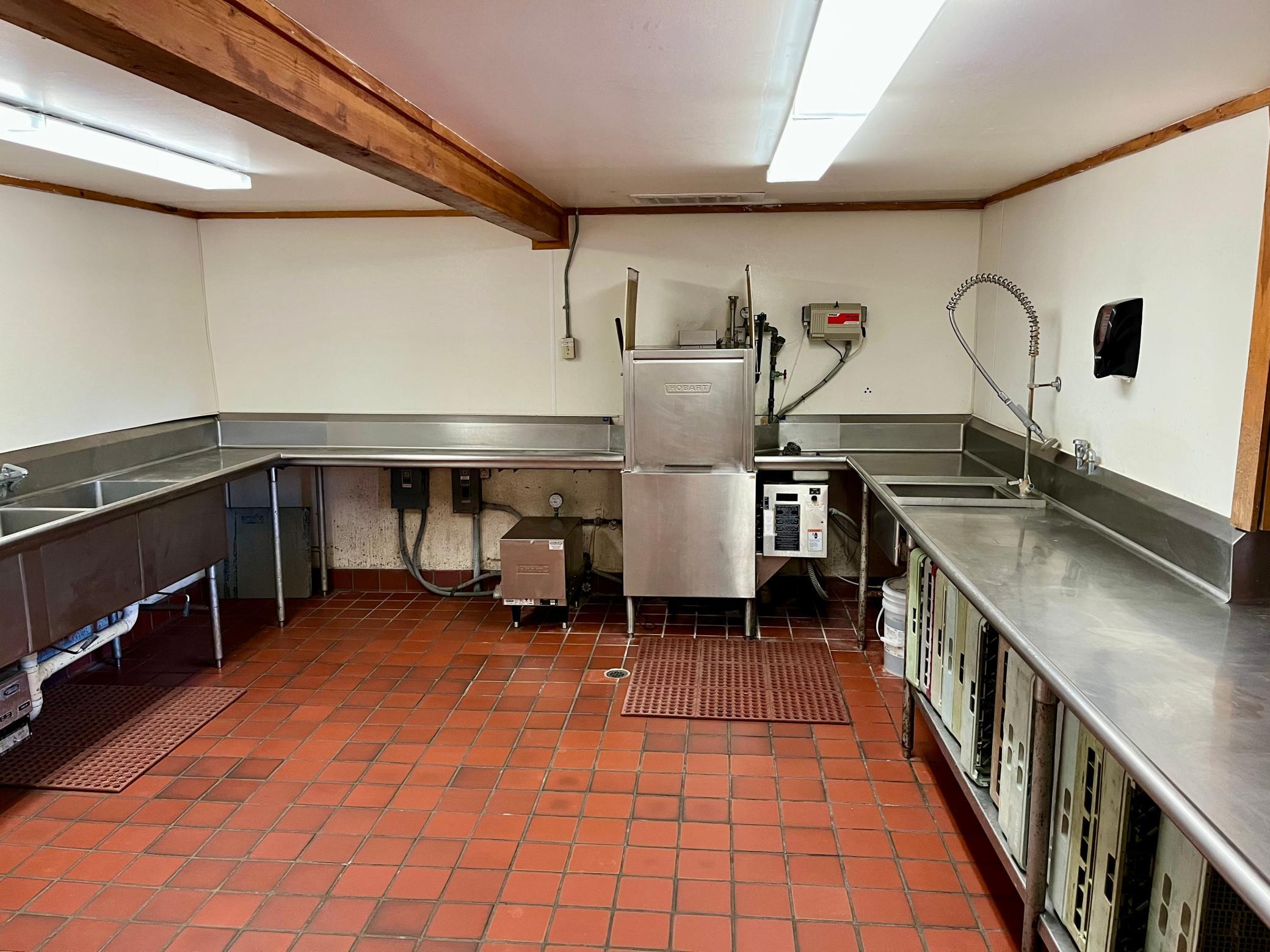 dish room in commercial kitchen