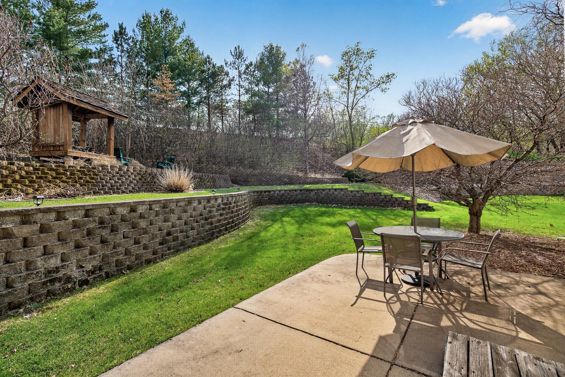 Nice yard, double retaining wall