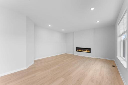 Family room with electric fireplace