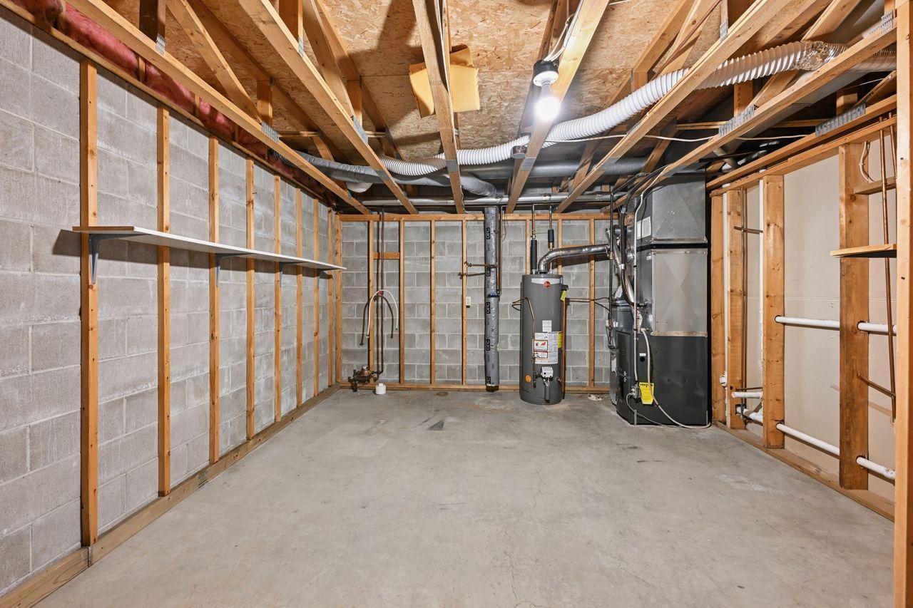 Mechanical and storage room with new furnace and new water heater