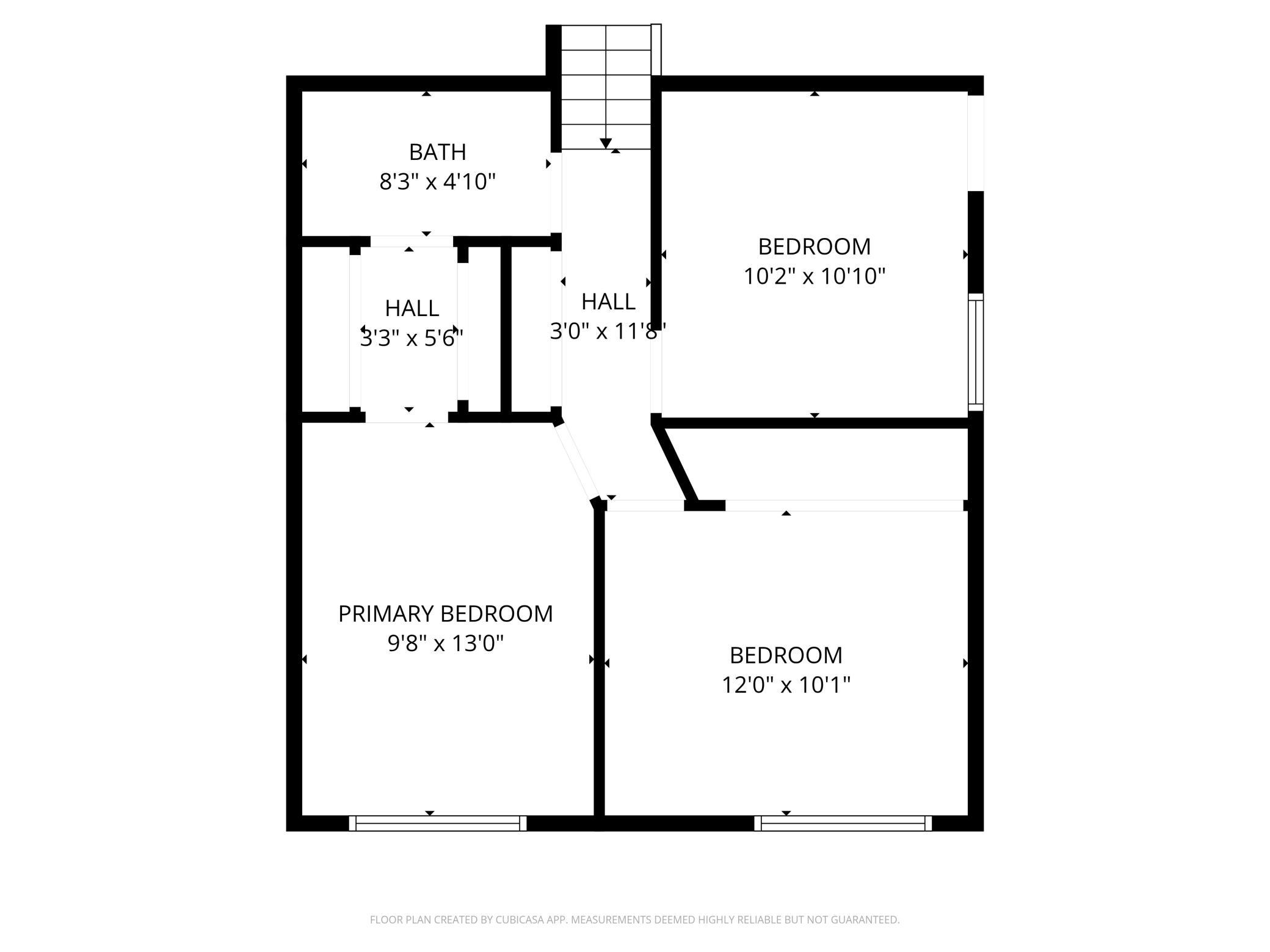 Upper level floorplan.