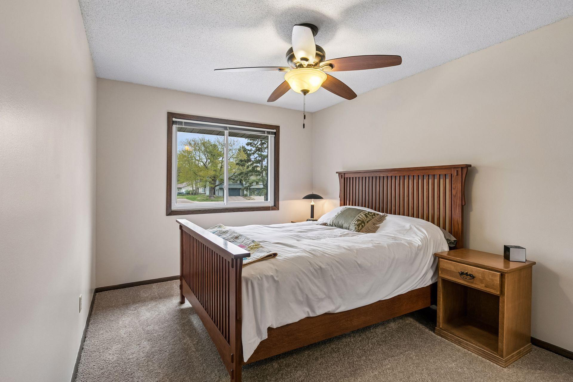There are three bedrooms on the upper level.