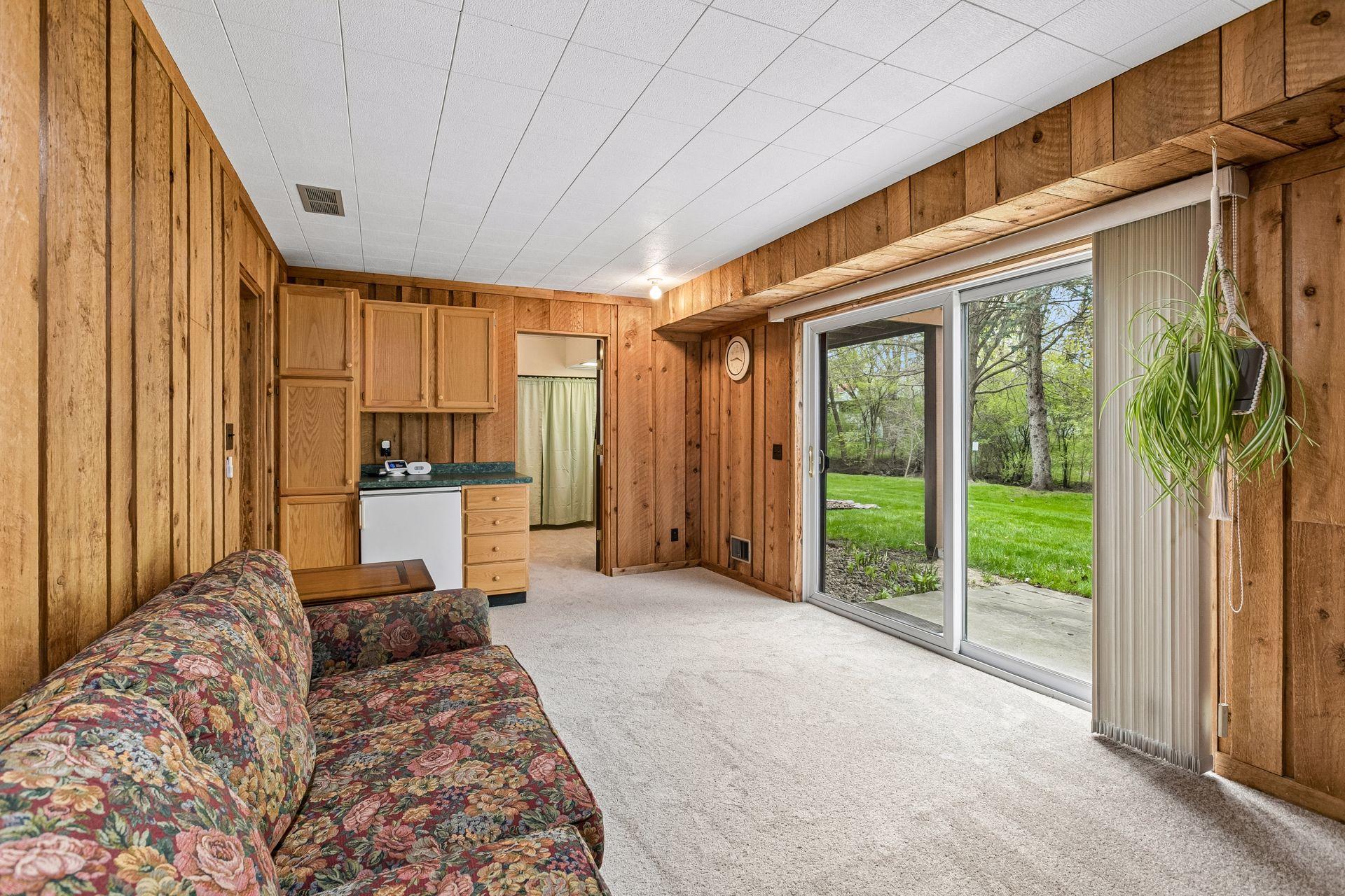 There are built ins down here and a mini fridge.