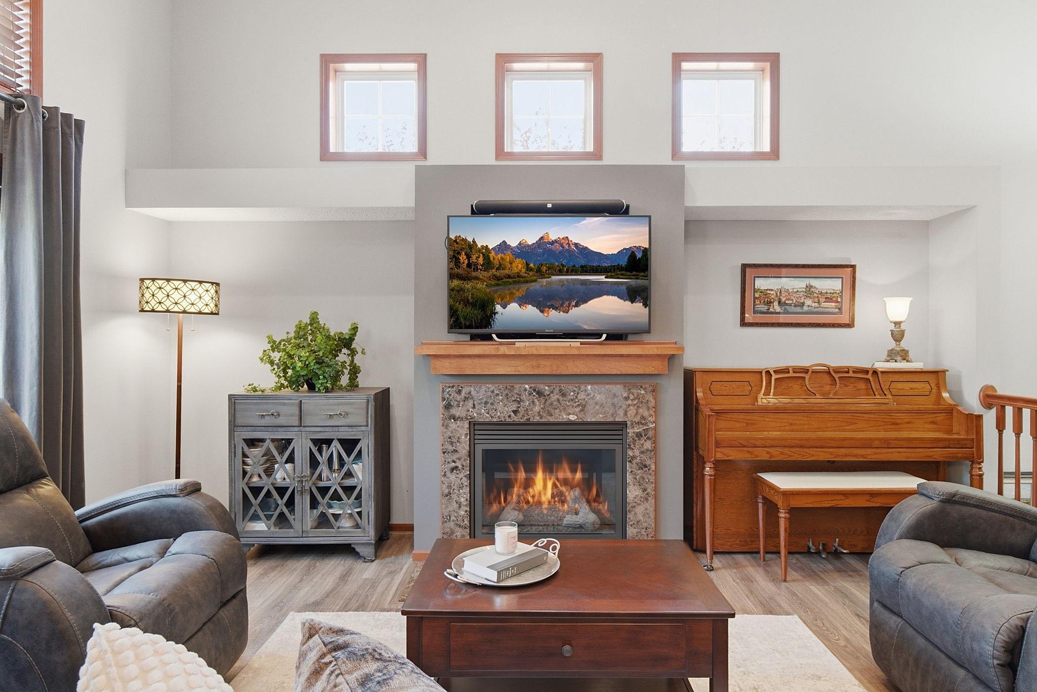 A gas burning Fireplace is central to the Great Room and makes for cozy movie nights!
