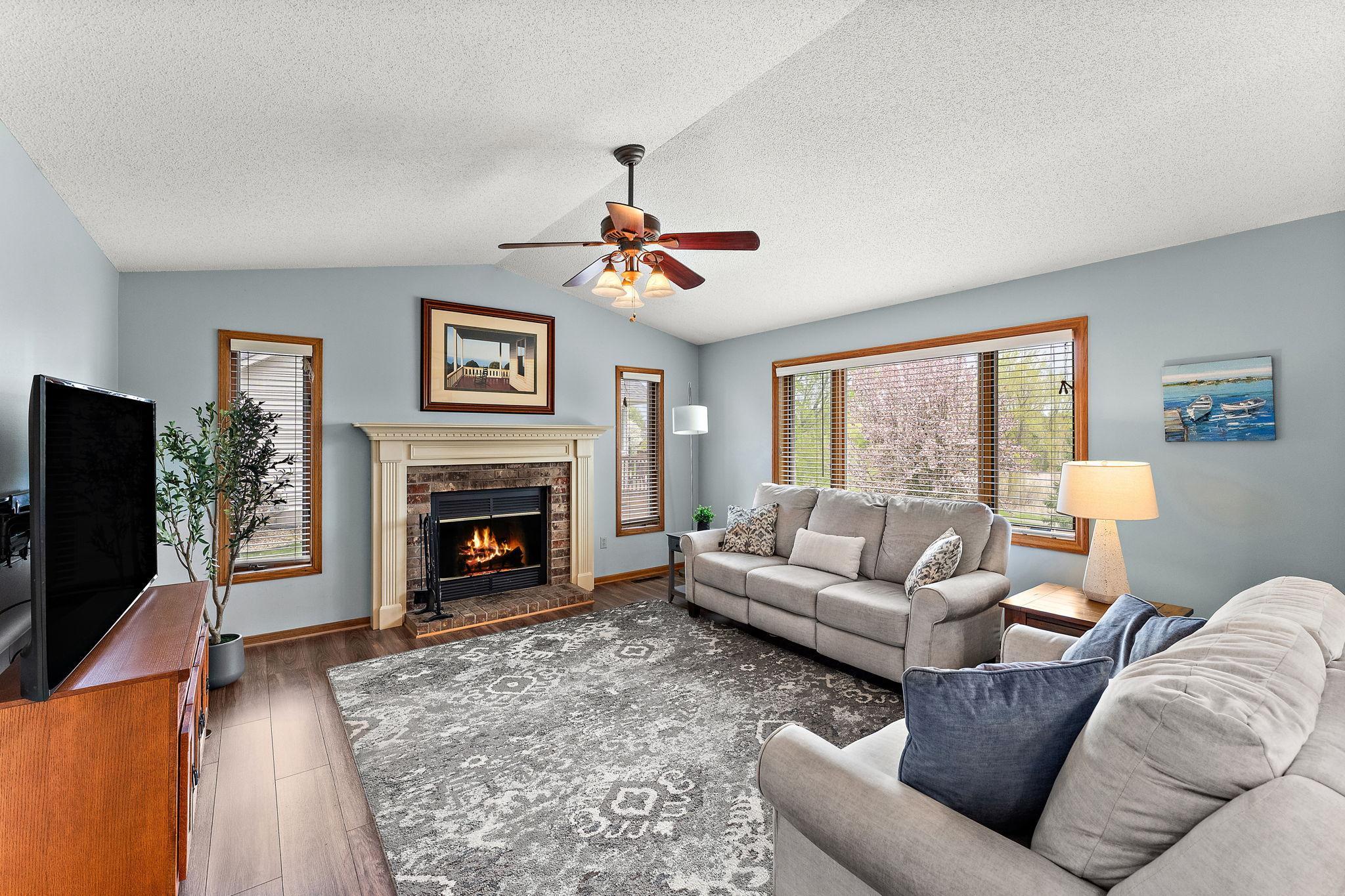 Family room with cozy fireplace