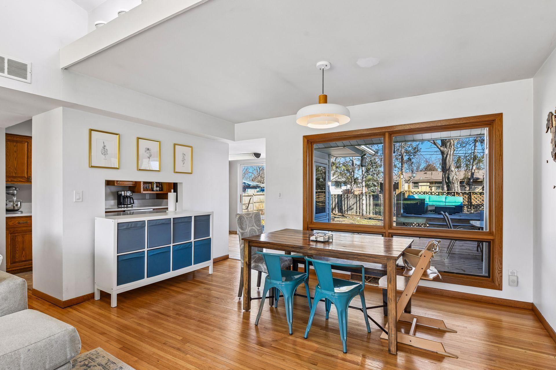 Dining space easily fits a table for 6-8!
