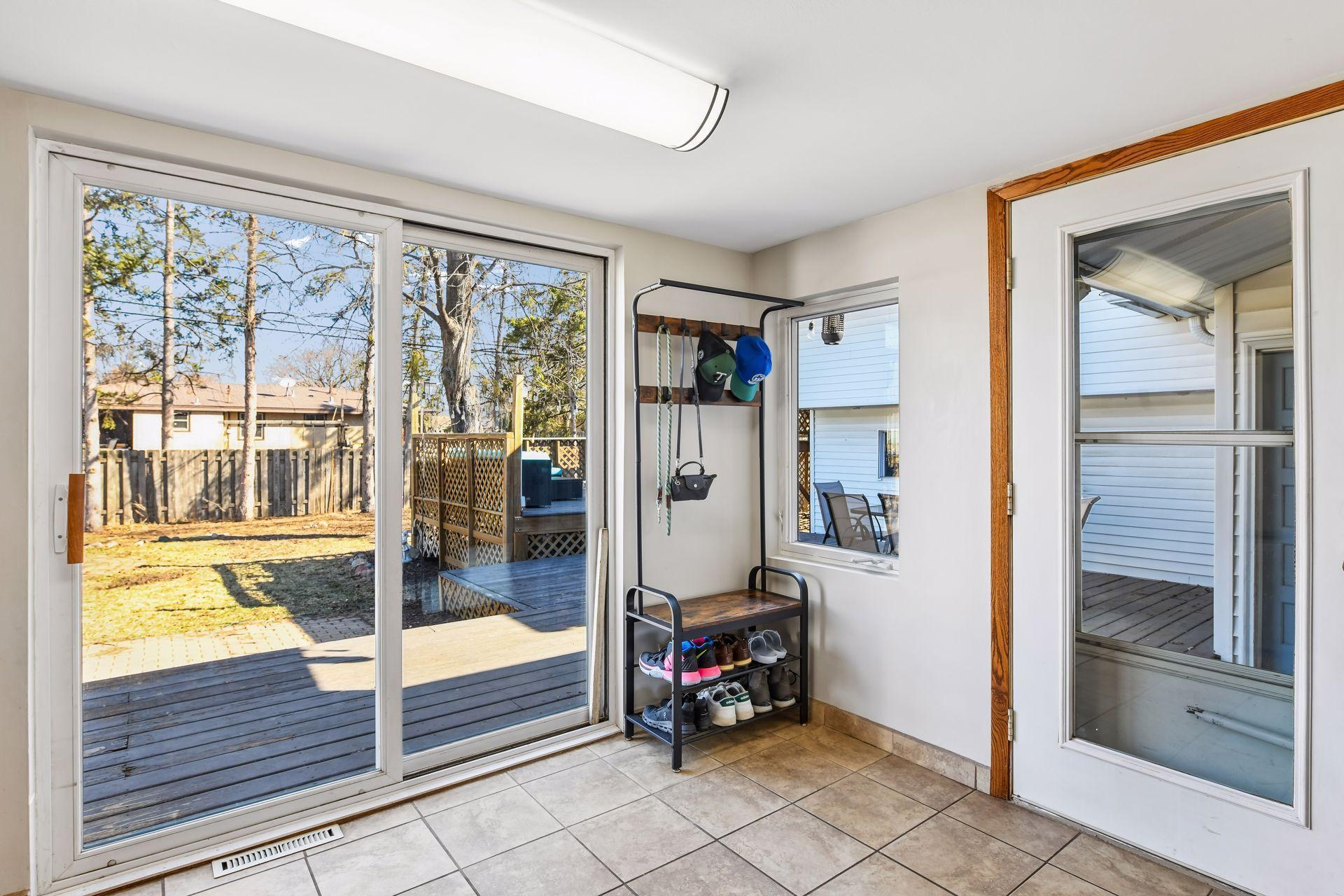 Handy mudroom area off kitchen
