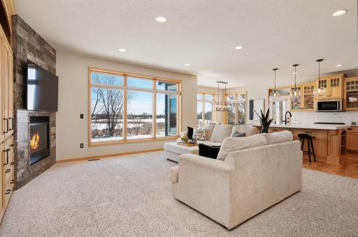 Open concept main level great room with panoramic views