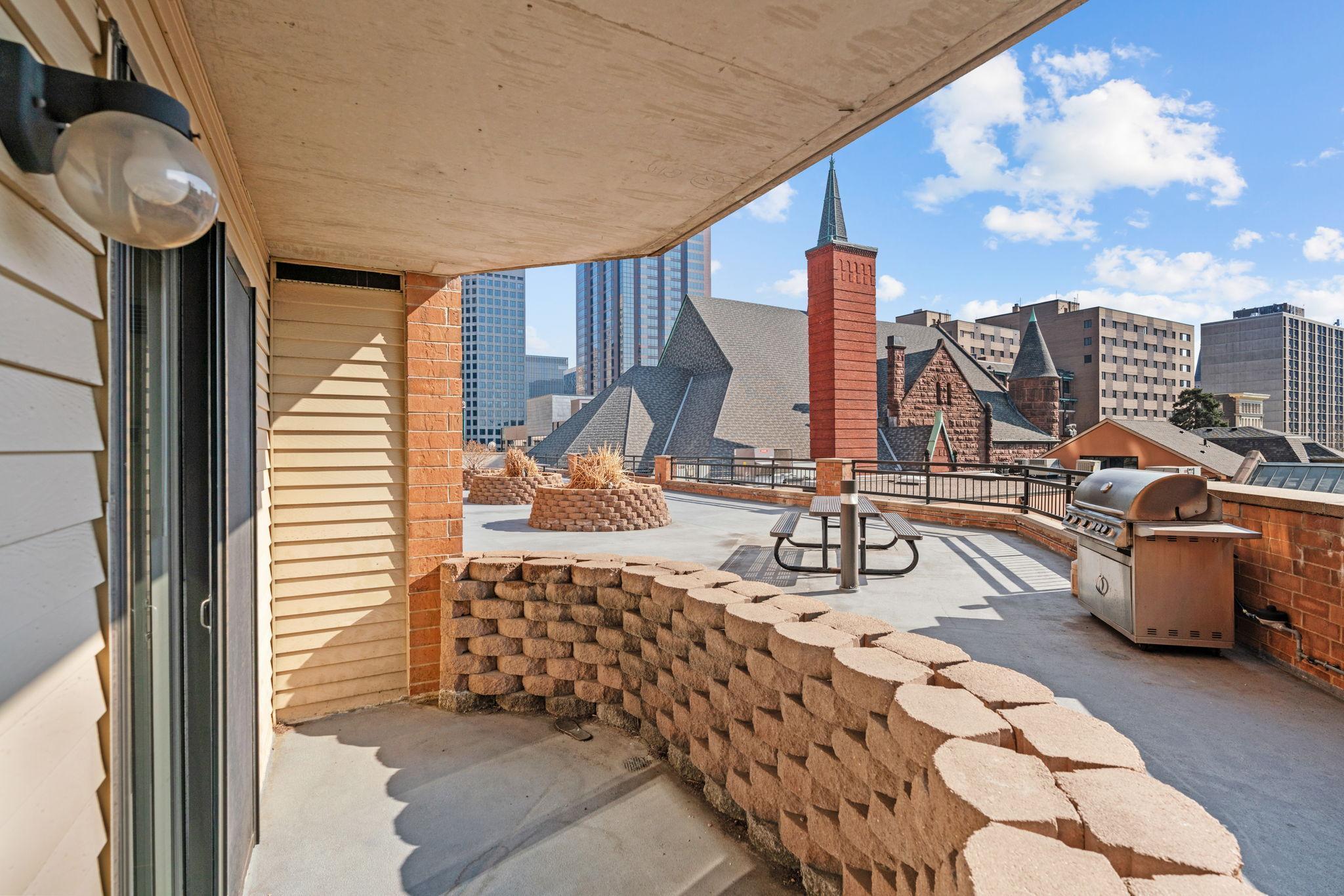 Patio with downtown view
