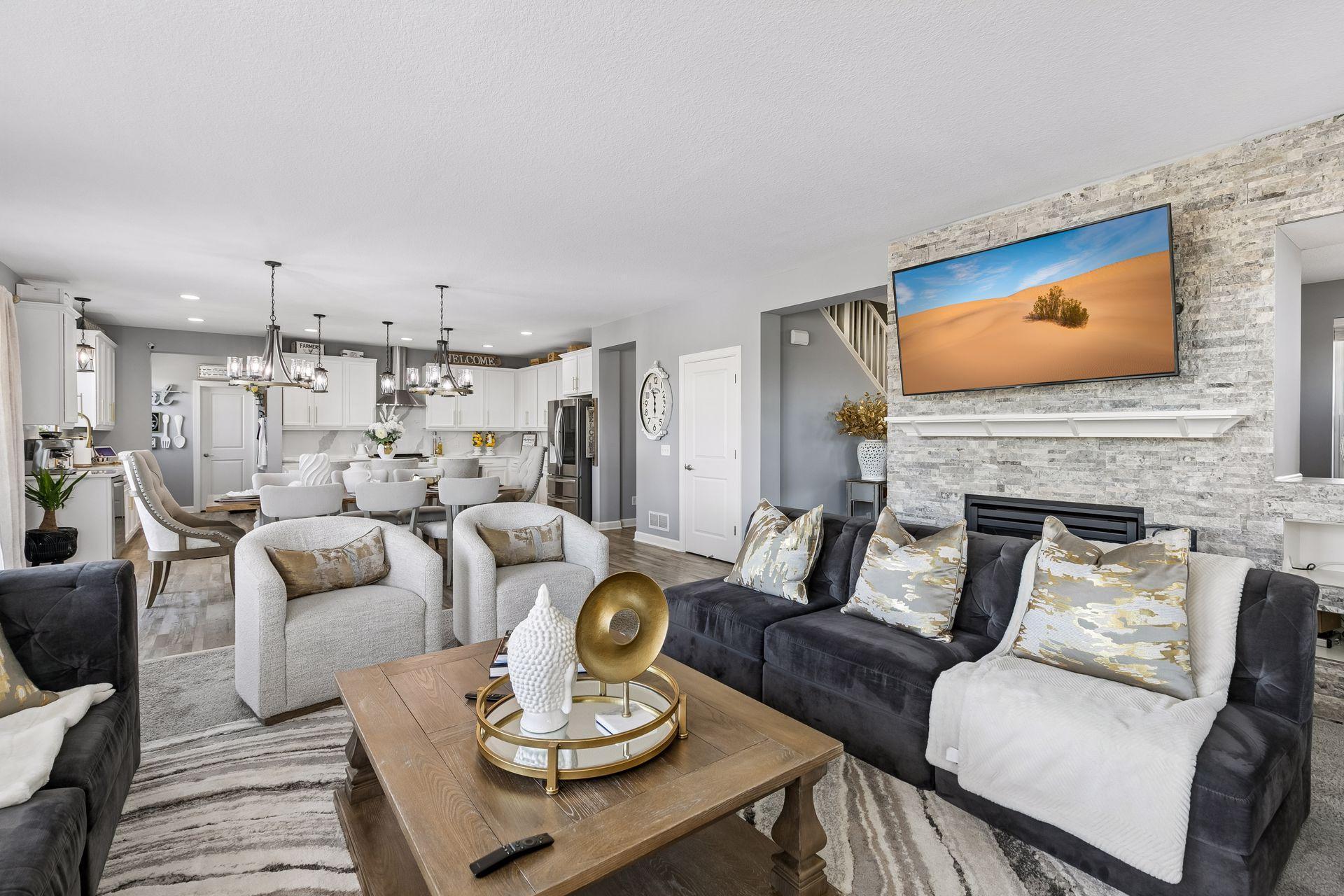 Open Concept Living, Dining & Kitchen Areas