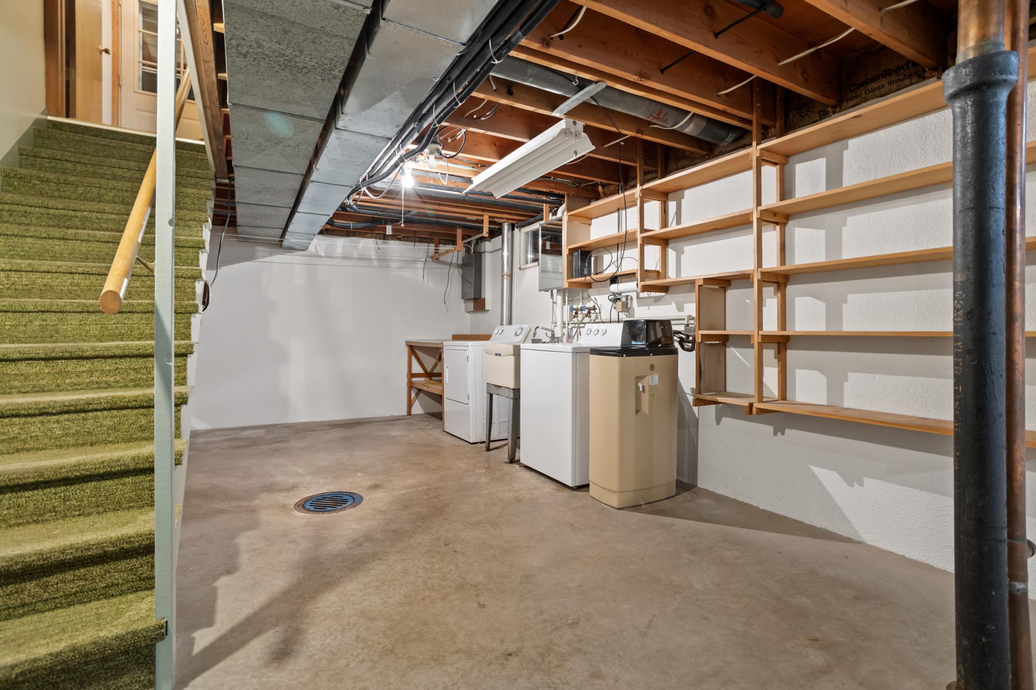 Unfinished Basement Laundry Area