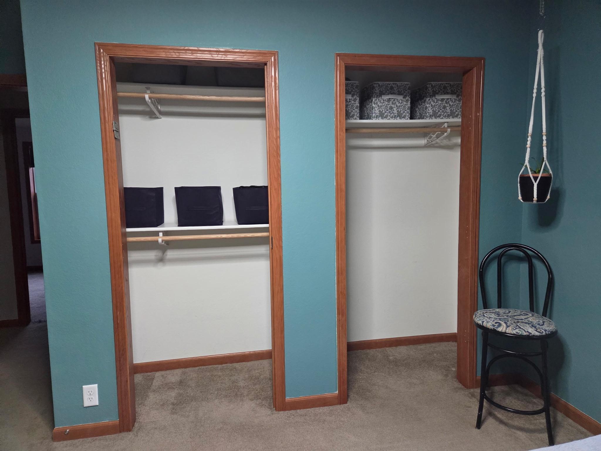 Main floor bedroom showing closets