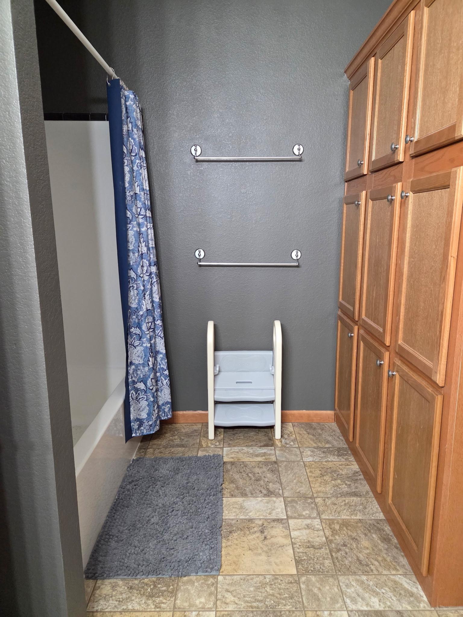 Bathroom view 2 showing great storage