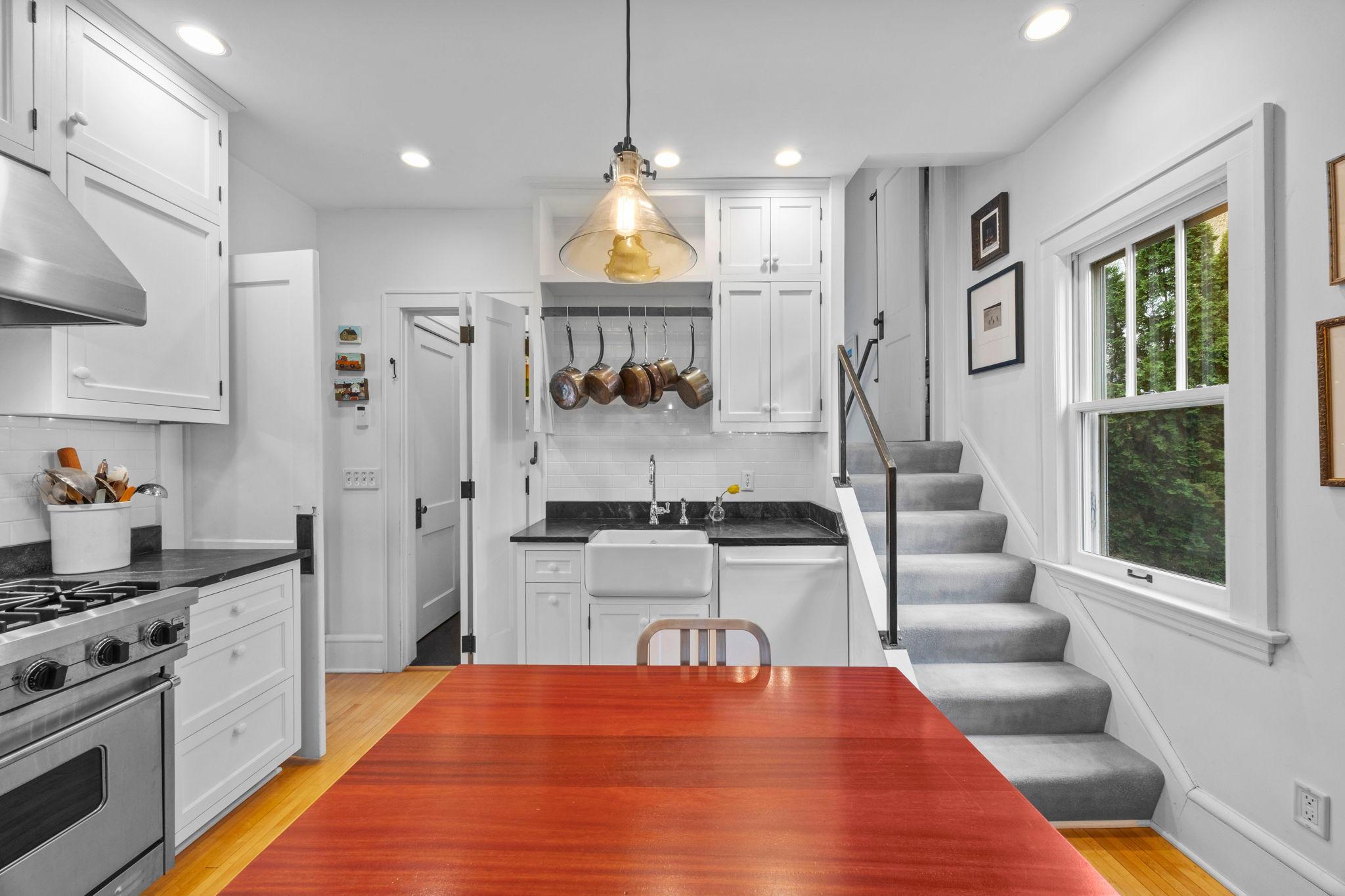 Kitchen with back staircase