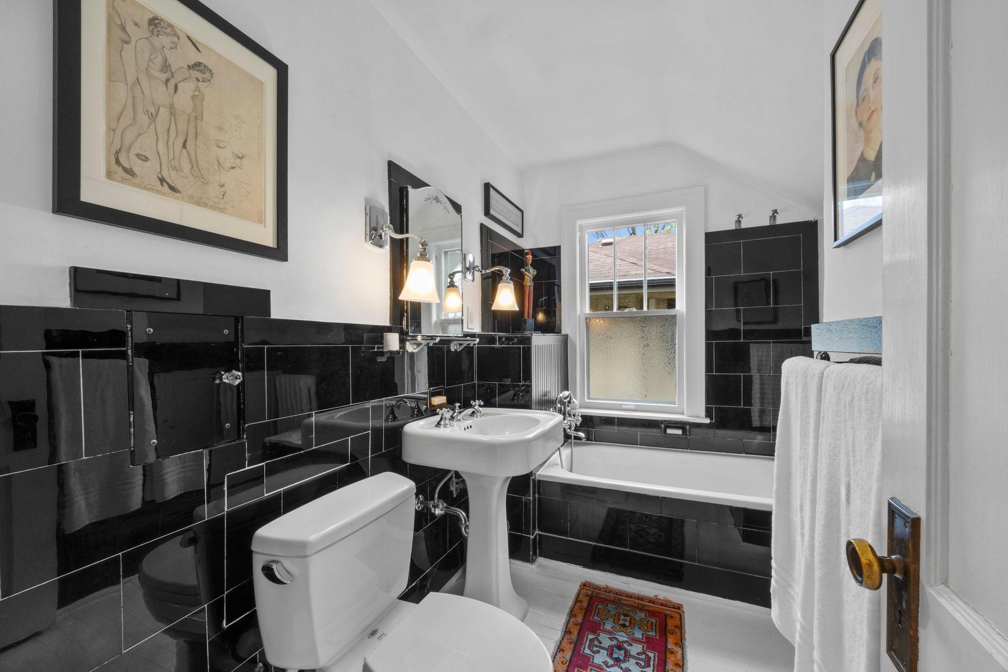 Upper bathroom - original glass tile