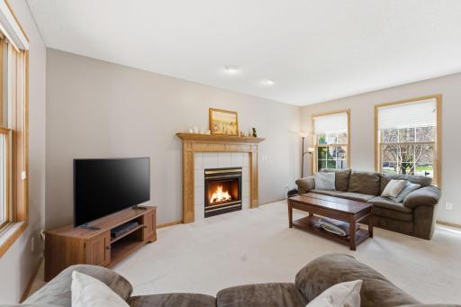 View to the main level living room from the informal dining area