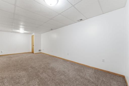 Large lower level family/recreation room is a great space to set up a movie room!