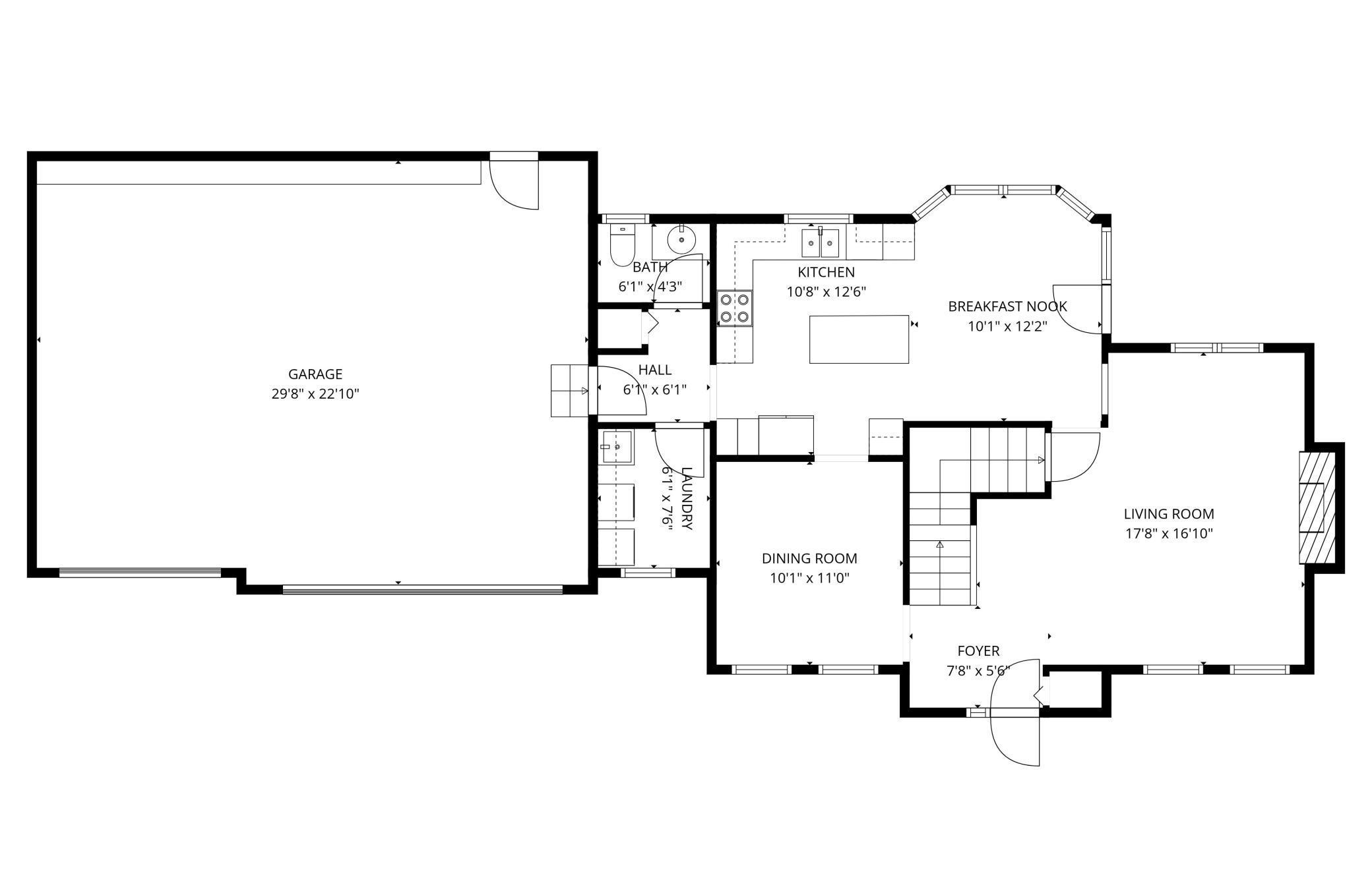 Main Level - with approximate room dimensions. All dimensions should be verified by buyer