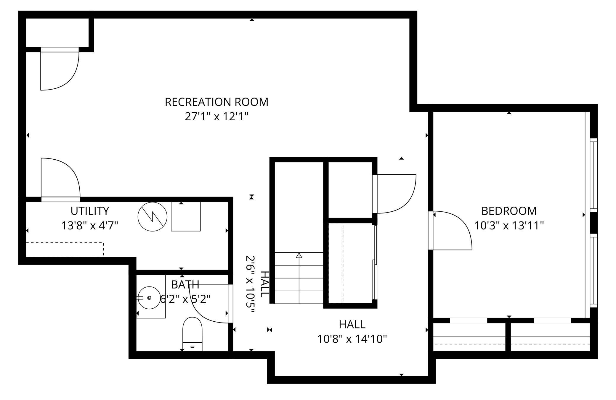 Lower level - with approximate room dimensions. All dimensions should be verified by buyer