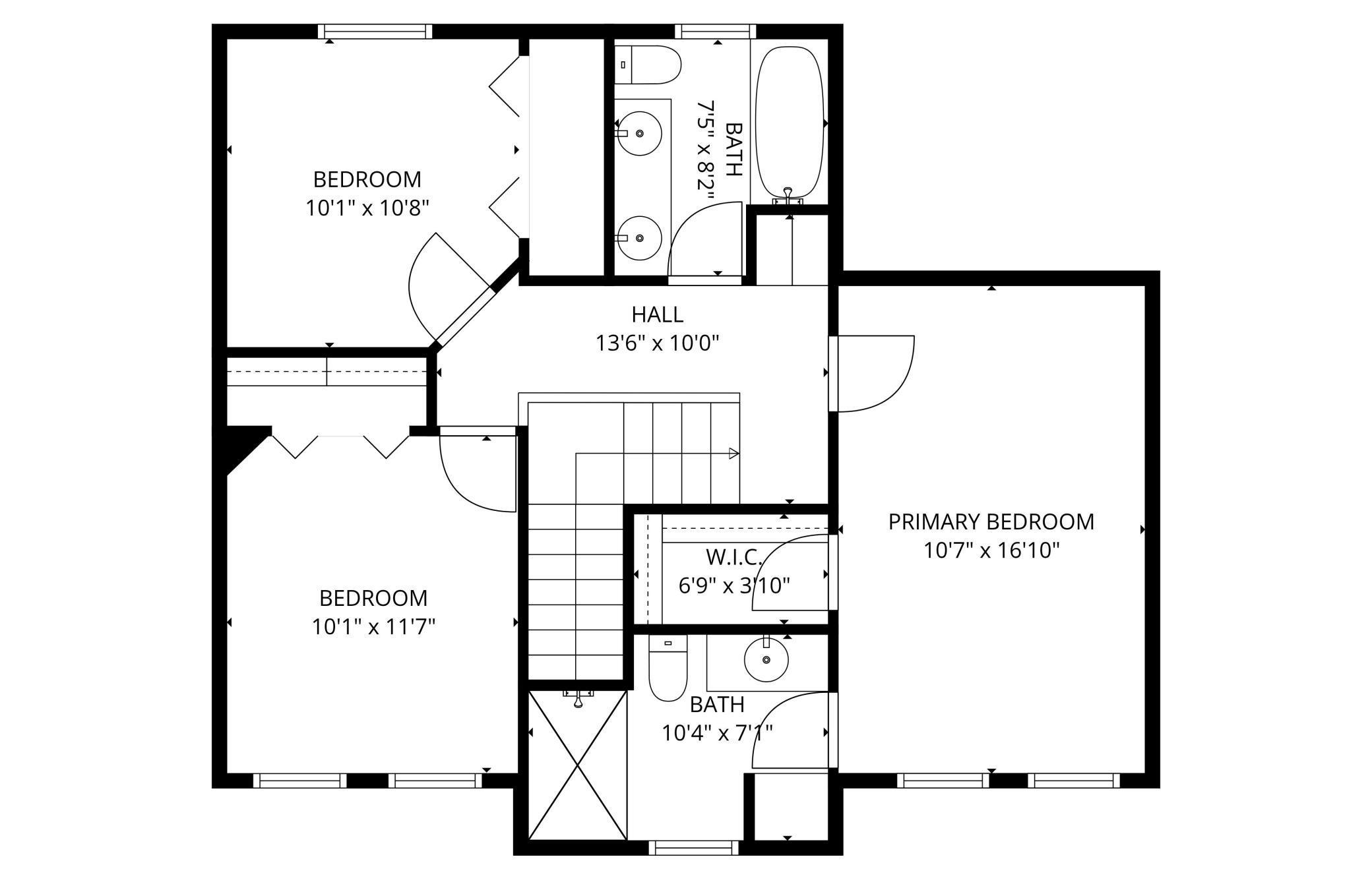 Upper Level - with approximate room dimensions. All dimensions should be verified by buyer