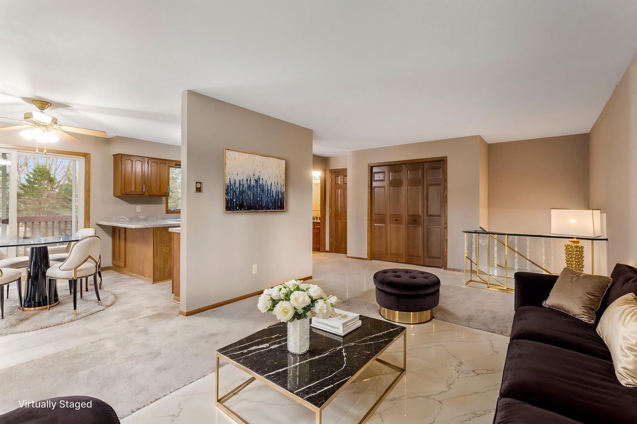 Virtually staged living room