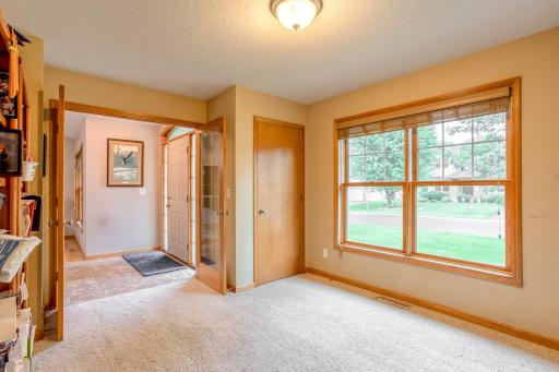 Large windows fill this versatile office with natural light while providing pleasant neighborhood views.