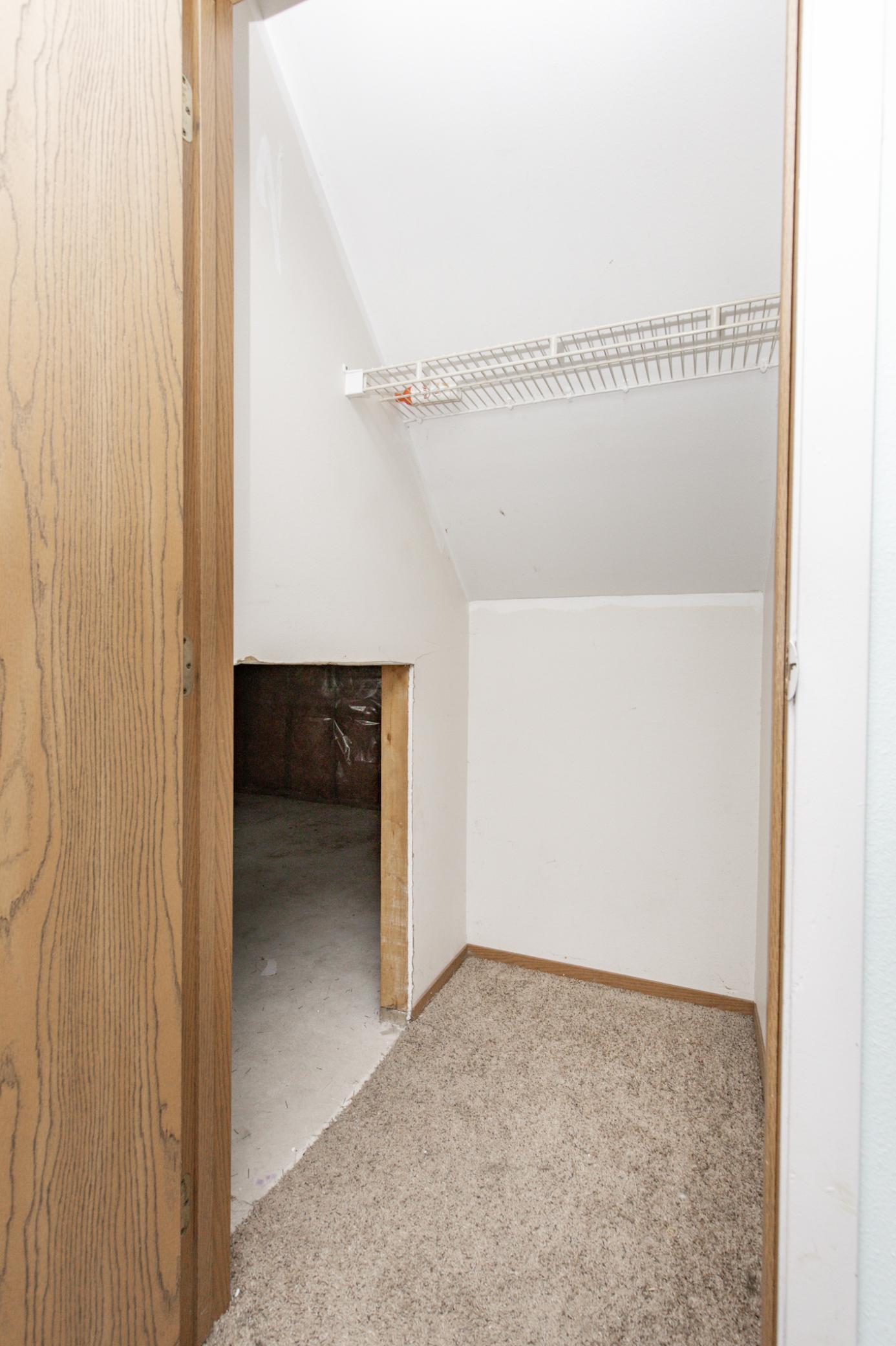Under Stair Storage Leading to Crawl Space