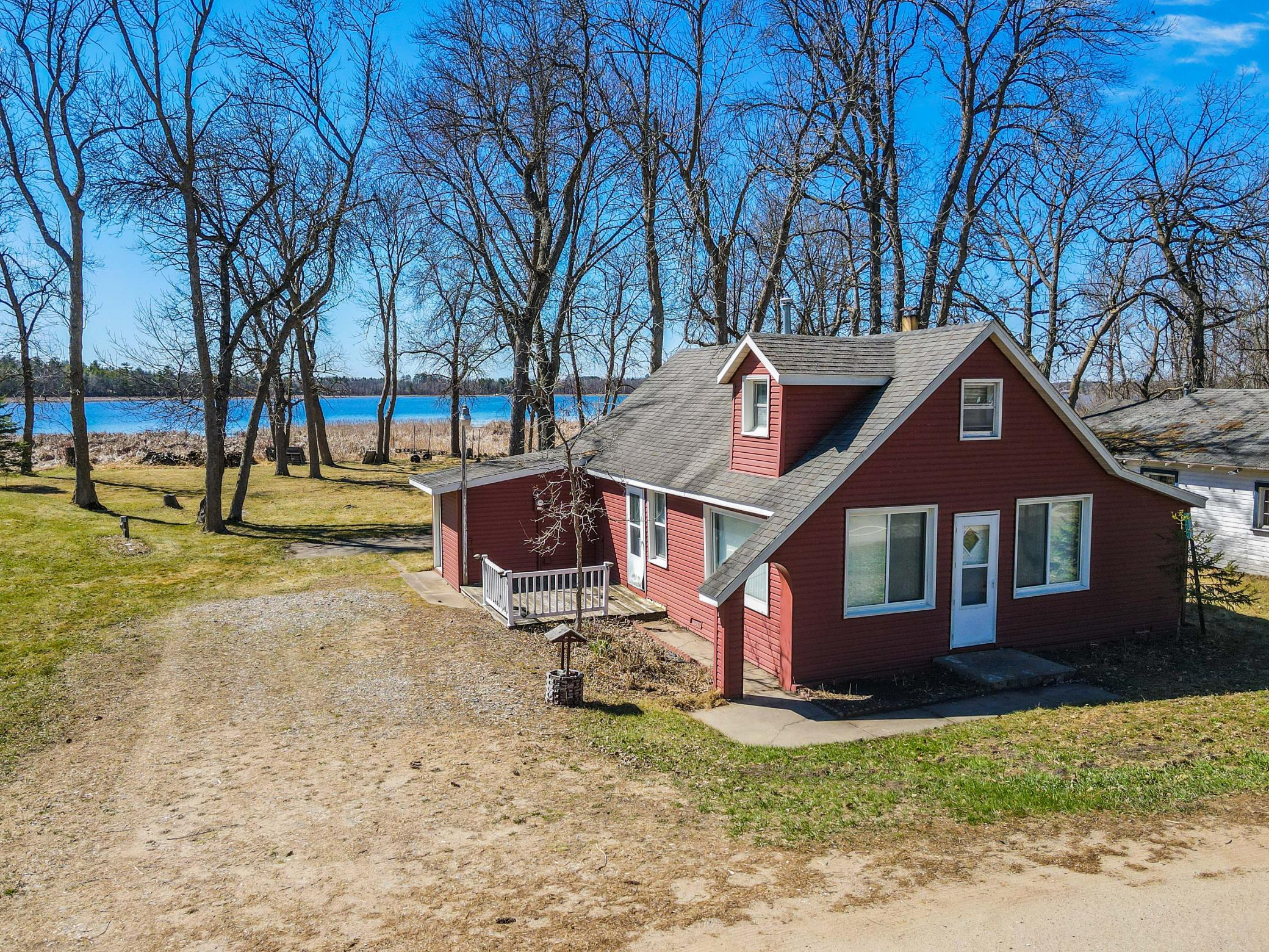 Looking from the road toward the lake